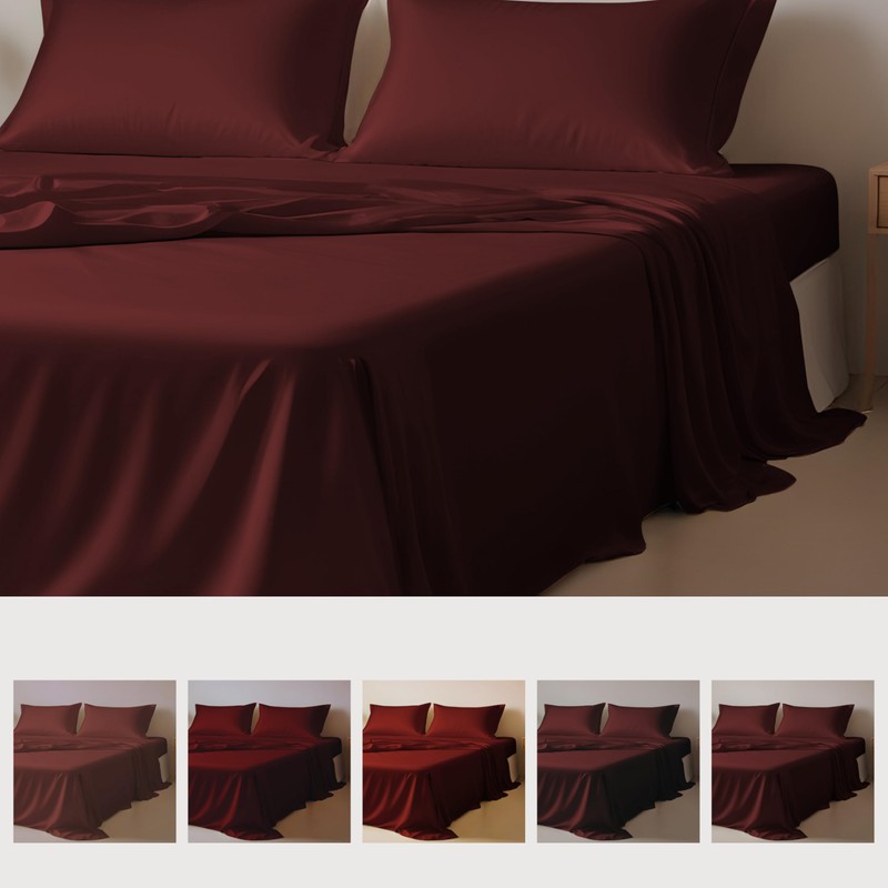 Linenwalas Queen Size Sheets Set, 100% Tencel Lyocell Sheets Set