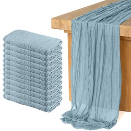 12 Pack Cheesecloth Table Runner, Runner Gauze Boho Wedding Decor Romantic Table Runner for Wedding Birthday Party(35" x 118")(Grayblue)