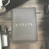 Delta Air Lines Passport Holder Gray Vegan Leather Travel W/