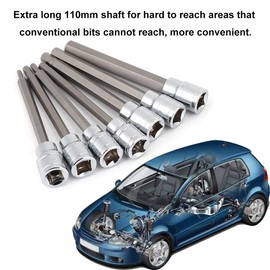 Hex Bit Socket Set, 7Pcs Extra Long Hex Socket Set Hex Bit Kit, Durable High Wear Chrome Vanadium Steel Hex Bit Socket Drive Repair Tool Kit Set 3/4/5/6/7/8/10 mm