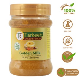 Tarkeeb Golden Milk 7-Spice Turmeric Latte Blend 3.53oz (100g) - All Natural | Caffeine-Free | Vegan | Golden Milk Powder with Turmeric, Ginger & More | Gluten-Free | NON-GMO | Golden Tea Mix | No Sugar Added | Indian Origin |