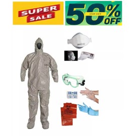 DuPont Tychem F 6000 Hazmat Coverall Respirator Fit Hood and Boots 7 SIZES BONUS