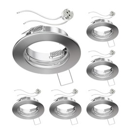 ledscom.de 6x Ceiling Mounting Frame FERE Mounting Frame Matt Chrome (LED/Halogen/MR16/50 mm) Including GU5.3 Socket