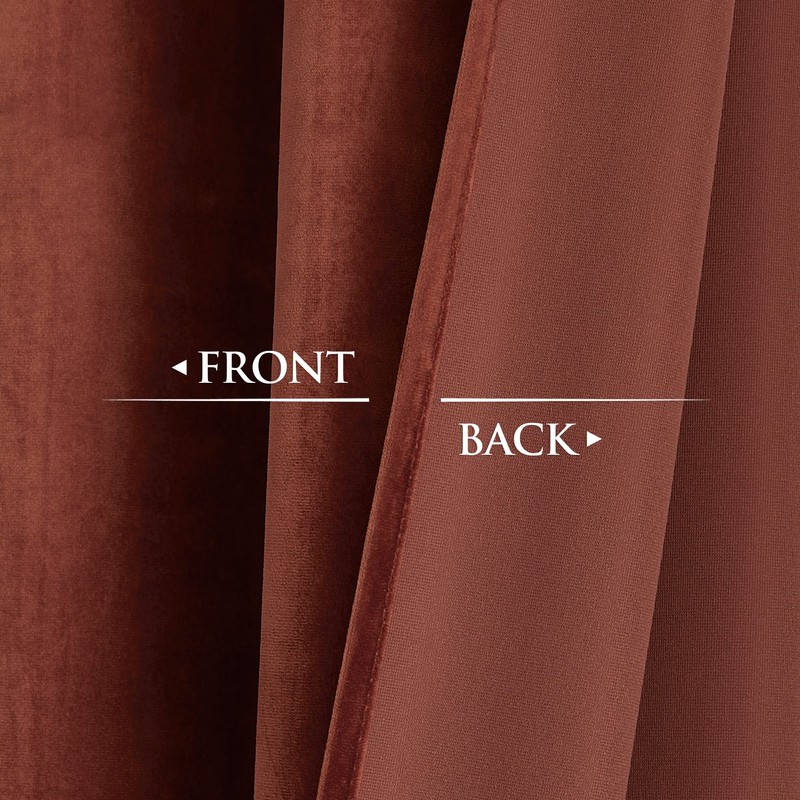 StangH Rust Velvet Curtains for Bedroom, Luxury Room Darkening Window