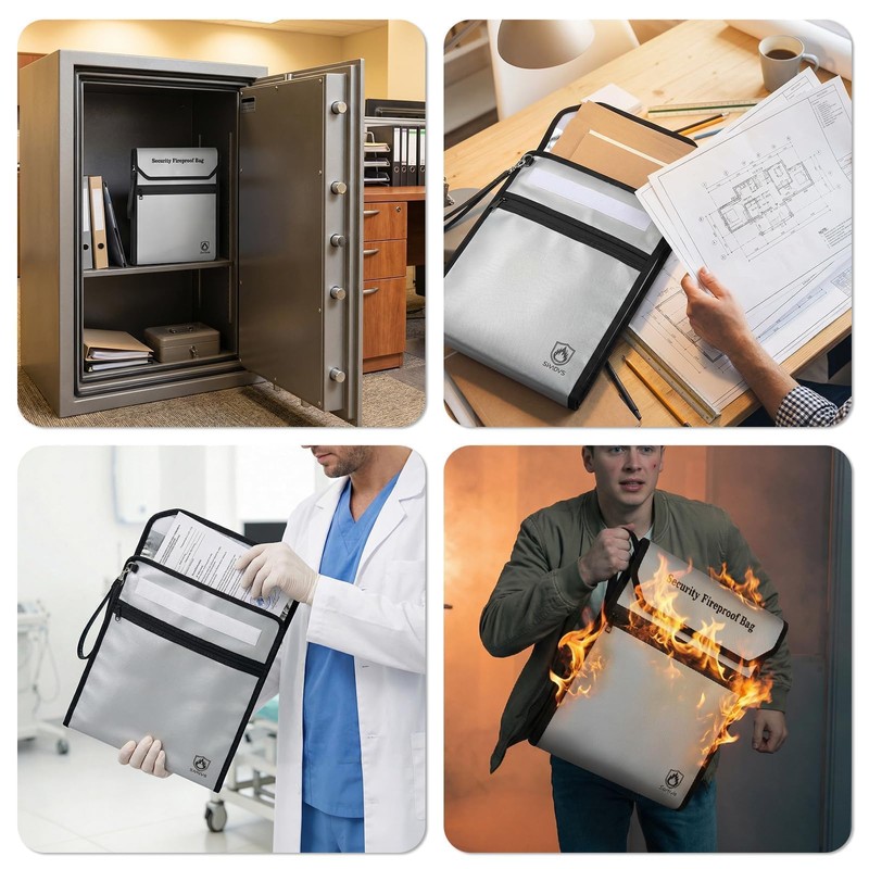 Sortivis Fireproof Document Bag for Important Documents, File Organizer