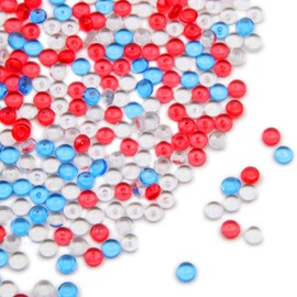 PMLAND Acrylic Mini Flat Marbles, Pebbles, Beads 3500+ Pcs 6 mm in Diameter for Vase Fillers, Brush Holder, Party Table Scatter, Wedding, Decoration, Crafts - Whire Red Blue