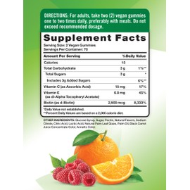 Nature's Truth Nature's Truth Hair Skin and Nails Gummies | 80 Count | 2500mcg of Biotin | Vegan, Non-GMO, Gluten Free Supplement | Vitamin for Women & Men