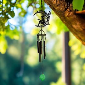 Quterhero Moon Fairy Wind Chimes, Metal Outdoor Decor for Garden, Patio, Yard – Gifts for Women, Moms, Friends (Moon Fairy Wind Chimes)