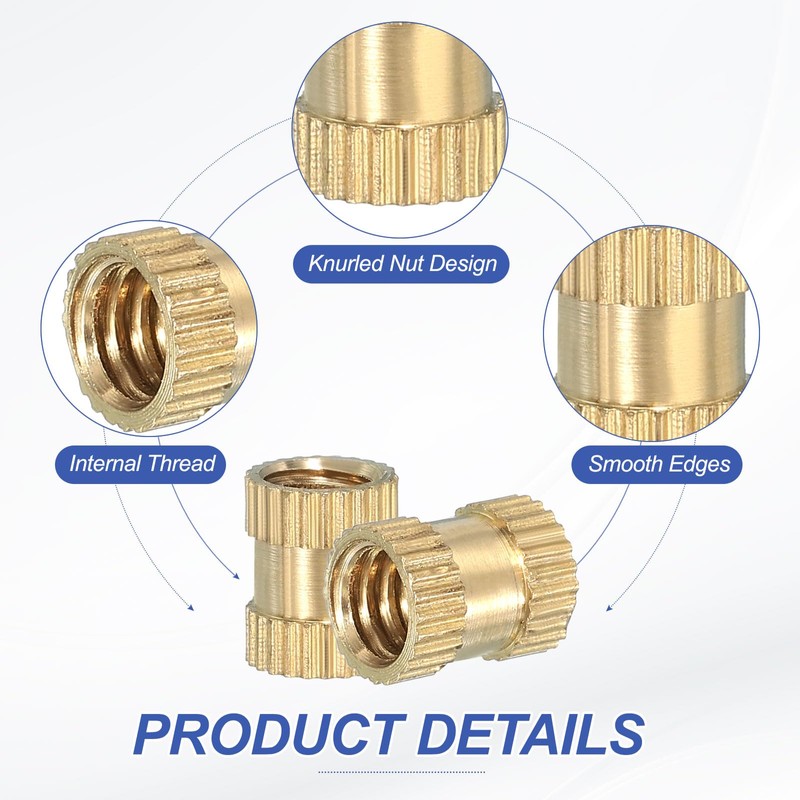 PATIKIL 20 Pcs Threaded Inserts Heat Set, 1/4"-20x10x8mm Female Brass