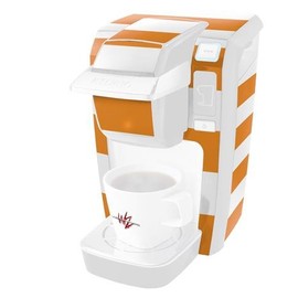 WraptorSkinz Decal Style Vinyl Skin compatible with Keurig K10 / K15 Mini Plus Coffee Makers Psycho Stripes Orange and White (COFFEE MAKER NOT INCLUDED)