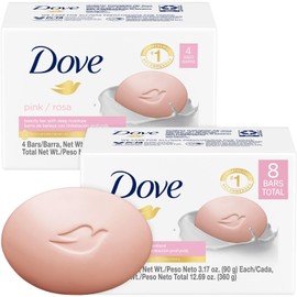Dove Soap, Pink Beauty Bar 2-Pack (8 Soap Bars) – 3-in-1 Moisturizing Face, Body & Hand Soap, 4.75 Oz Ea