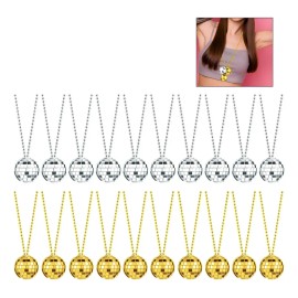 Collares Disco Eamoil Pack 20 Unid Dorado Plateado 76cm Bola Espejada