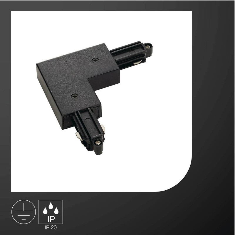 SLV 1-Phase System Corner Connector for 1-Phase HV Track/Black