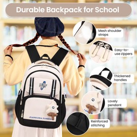 IvyH Children's Backpack Girls Stylish School Backpack for Girls and Teenagers - Waterproof Casual Daypack Large, Perfect as a School Bag for 3-6th Grade Girls, 8536# Black, Rucksack Backpacks