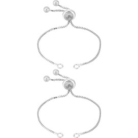 Beebeecraft 1 Box 2Pcs Chain Bracelet Making 925 Sterling Silver 12cm Slider Adjustable Bracelets Platinum Color Slider Extender Chains for Jewellery Making DIY Findings