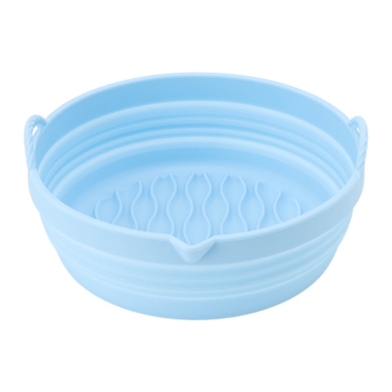 Silicone Air Cooker Pot Round Folded Blue Fryer Liner Tray