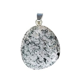 KRIO Baumachat Scheibenstein Therapiestein lose ODER als Anhänger mit 2 verschiedenen Ösen zur Auswahl (Anhänger mit V-Schlaufe)