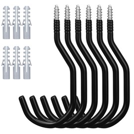 HORUSDY 6-Pack Heavy Duty Garage Storage Hooks, 6" Utility Wall Hooks for Tools, Ladders, Bikes, Hoses & Cords – Steel Garage Organizer Hooks for Wall Mount Storage Systems
