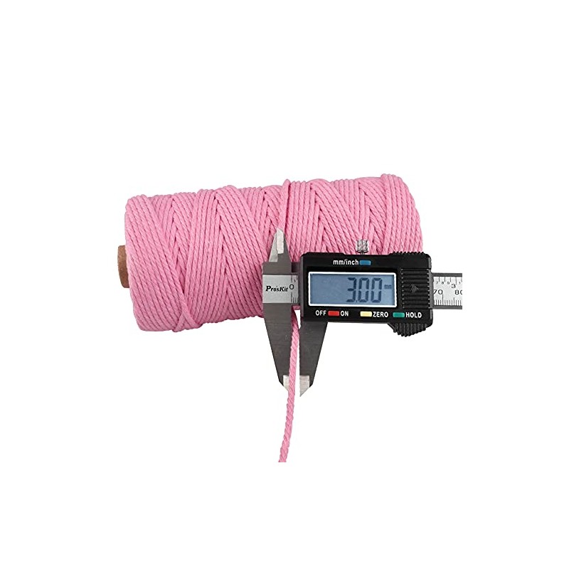 jijAcraft 3MM Macrame Cord for Crafts,100M Pink Cotton Macrame Craft