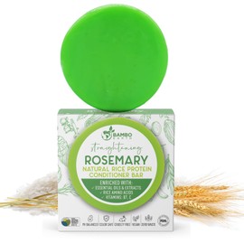 Solid Rice Protein Water Conditioner Bar Hair Soap – Conditioning Bars For Hair With All Natural Plant Based Essential Oils And Zero Waste Packaging - Use With Shampoo Bar (Rosemary)