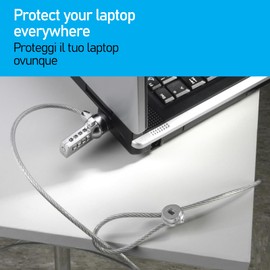 150 cm Diebstahlschutz-Sicherheitskabel aus Stahl. Kensington-Standard-T-Bar-Sicherheitsschlitz für Notebook mit Zahlenkombination, 2-in-1-Schutzschloss für Ketten, Fahrrad, Roller, Motorrad usw