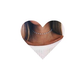 Aneneiceera Boho Opal Choker White Beaded Necklace Satellite Silver Chain Tiny Gem Short Necklace Wedding Necklace Fashion Jewelry Gift for Women and Girls