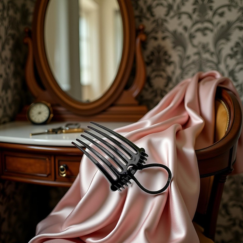 Black Bandette Comb, Comb with Elastic Band,Ponytail Bump It Up