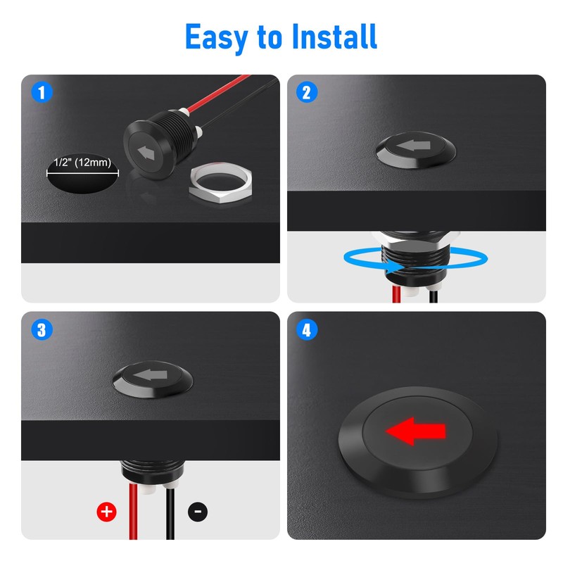 Linkstyle 2PCS 12V LED Indicator Light, 1/2" Panel Cutout Signal