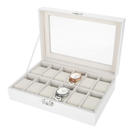 Caja de relojes para hombre y mujer Caja organizadora de relojes Caja vitrina para relojes Soporte para relojes 24 espacios Caja para relojes y gafas 