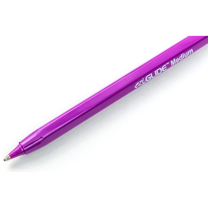 Eziglide Ballpoint Purple Pen, Pack of 50 Ball point Pens,