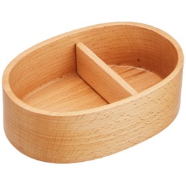 Alphax 905103 Wood Grain Lunch Box, 5.5 x 3.7 x 2.2 inches (14 x 9.5 x 5.5 cm), Beech, Hollow Out Oval Bento Box, Small