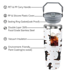 Ztuhjvy Dachshund Dog Tumbler Weiner Weenie Gifts for Women Men 30 Oz Dog Tumbler Insulated Dachshund Water Bottle Cup with Handle