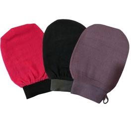 Dual-Sided Clean Exfoliating Glove, 3pcs Body Bath Shower Gloves, Eco friendly Products, for Women and Men (Black, Pink, Brown)