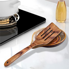 Spoon Rest for Stove Top, 6" Large Ceramic Spoon Holder for Kitchen Counter, Heat-Resistant Cooking Utensil Rest, Modern Farmhouse Kitchen Decor for Spoons, Tongs&Spatula, Brownish Red