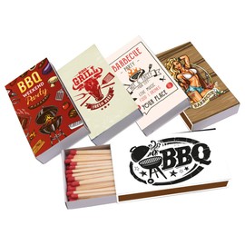 jameitop® XL Matches 225 Pieces - BBQ 5 Packs of 45 Matches 10 cm Long Great Barbecue / Grill Designs