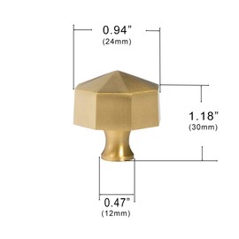 RZDEAL Solid Brass Knobs Beautiful Brushed Gold Kitchen Cabinet Knobs Contemporary Euro Style Dresser Drawer Knob Handles (4Pack Diameter:0.94"(24mm))