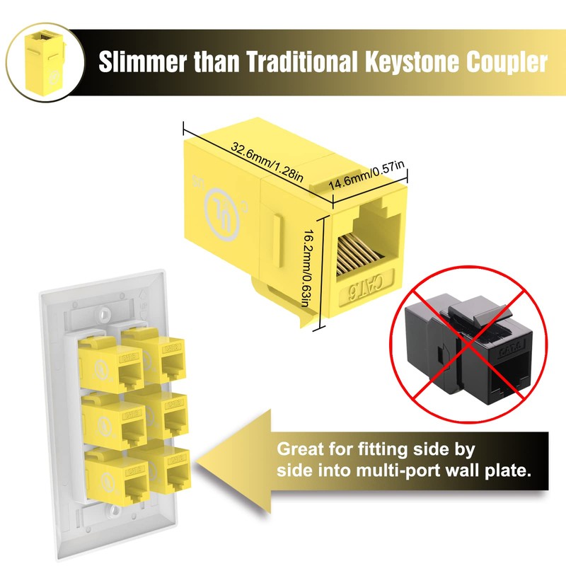 VCE Acoplador RJ45 Cat6 Keystone Jack Hembra a Hembra Ethernet