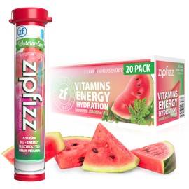 Zipfizz Daily Energy Drink Powder, Watermelon, 20 Pack | 3-in-1 Sustained Energy, Rapid Hydration, and Essential Vitamins | Sugar-Free | Electrolyte Powder | Contains Vitamin B-12 & Antioxidants