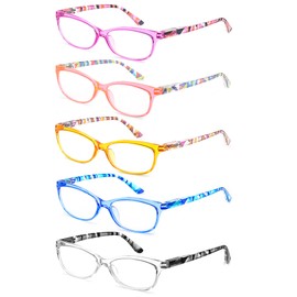Womens Reading Glasses Colorful Readers 1.25 for Women Comfort Spring Hinge 5 Pack