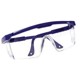 Millennial Essentials Adjustable Protective Safety Glasses with Clear Wrap Around Lens, Anti-Fog and Scratch Resistant Protection Eyewear (1, Blue)