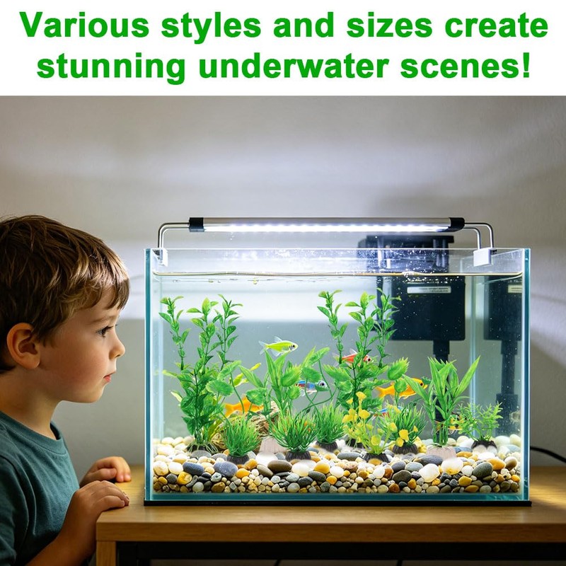 AOOTE Decorazioni per Acquario,10 Pezzi Decorazione Piante per Acquario,Pianta Decorazione