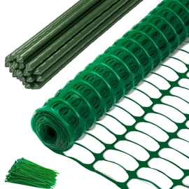 OrangeStar Garden Fence, 2-Pack 40" x 100' Temporary Fence Snow Fence with Steel Stakes, Portable Plastic Mesh Fencing Roll Safety Fence for Dogs Garden Lawn Yard Pool Outdoor, Green