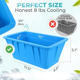 (4 Pack) Ice Block Form Makes 32 Lbs. Ice Cube 10" x 5" x 5" Large Ice Block Maker, Ice Bath Chiller, Cold Pod, Plunge Tub Or Cooler, Reusable Food Grade Silicone, Steel Reinforced Rim