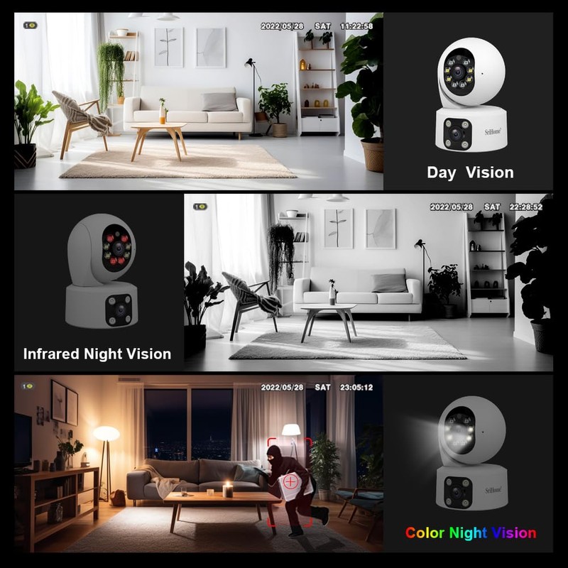 OBA SriHome Security Camera PTZ Dual Lens Night Vision Full