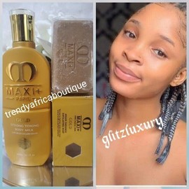 Maxi Paris GOLD Toning Body Lotion 400ml & Exfoliating Soap 200g.👌
