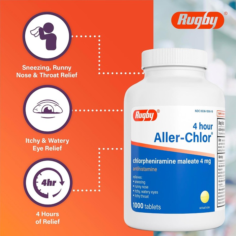 Rugby 4 Hour Aller-chlor - Chlorpheniramine Maleate 4 mg -