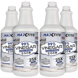 MAXTITE Maximum Strength 99% Vinegar for Home & Garden Cleaning (4 Pack of 32 oz Bottles) - 100% Natural Cleaning Solution