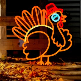 Fall Neon SignTurkey Neon light Thanksgiving Decoration LED Neon Sign USB Powered Wall Hanging Decor Thanksging Windows Lights