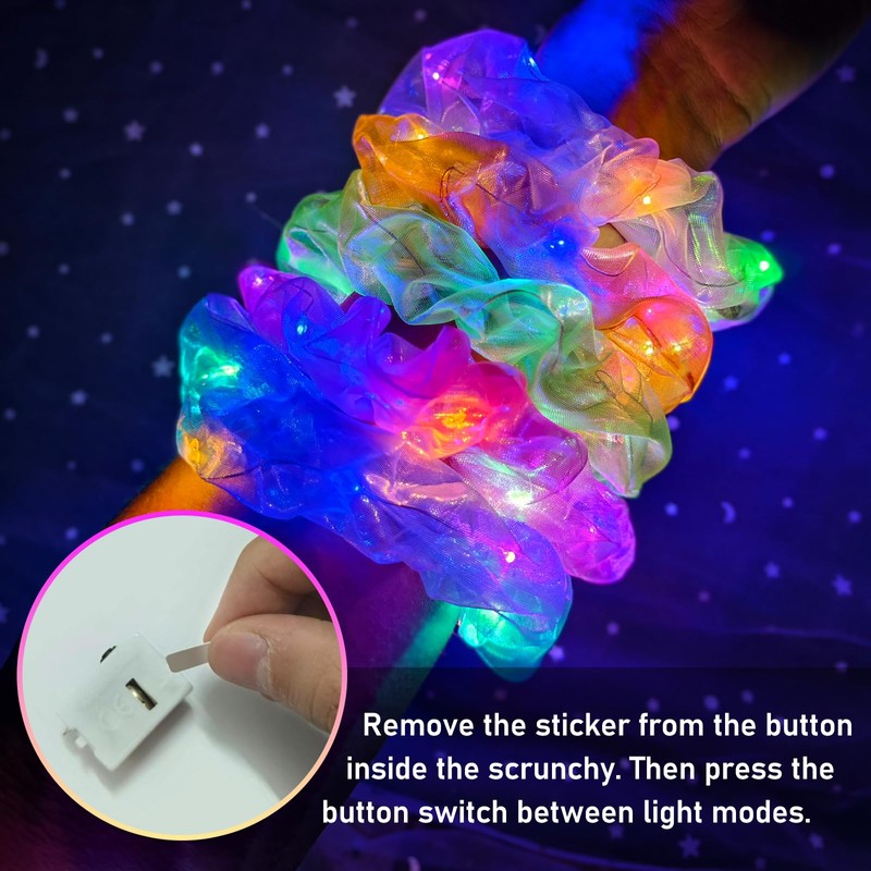 20 PCS Light up Scrunchies, 3 Glow Mode, LED Hair