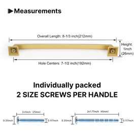 Haidms 6 Pack Gold Drawer Pulls Brushed Gold Cabinet Pulls,7.5 inch Gold Cabinet Handles Gold Drawer Pulls Vintage, Square Dresser Handles Solid Kitchen Cabinet Handles